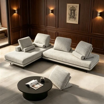 Nowoczesna sofa do salonu z tkaniny lnianej