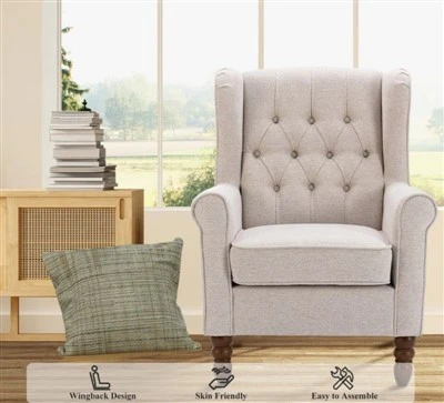 Fotel materiałowy inspirowany stylem retro-